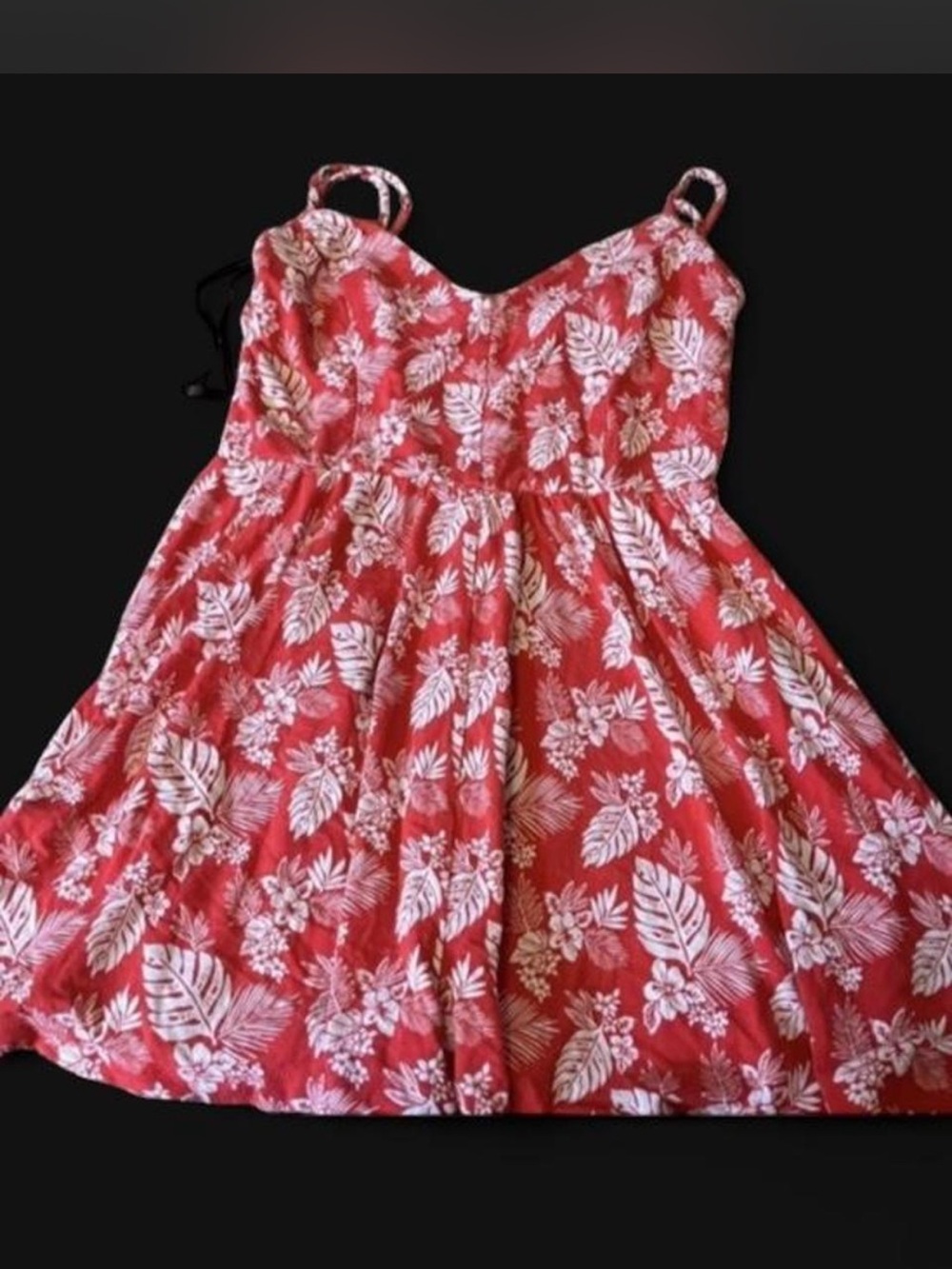 Forever 21 Coral Tropical Print Spaghetti Strap Dress